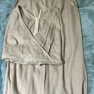 Elegant Beige Wrap Dress